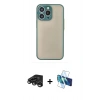 MARSİLYAN™- iPhone 15 Pro Kılıf Ahenk Çizgi Serisi - Siyah 3D Antistatik Seramik Nano Ekran Koruyucu + Raze Metal Kamera Lens - TMGI