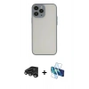 MARSİLYAN™- iPhone 15 Pro Kılıf Ahenk Çizgi Serisi - Siyah 3D Antistatik Seramik Nano Ekran Koruyucu + Raze Metal Kamera Lens - TMGI