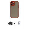 MARSİLYAN™- iPhone 15 Pro Kılıf Ahenk Çizgi Serisi - Siyah Bilvis 0.18mm Plus Cam Ekran Koruyucu + Raze Metal Kamera Lens - TMGI