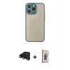 MARSİLYAN™- iPhone 15 Pro Kılıf Ahenk Çizgi Serisi - Siyah Bilvis 3D Cam Ekran Koruyucu + Raze Metal Kamera Lens - SH
