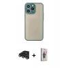 MARSİLYAN™- iPhone 15 Pro Kılıf Ahenk Çizgi Serisi - Siyah Bilvis 3D Cam Ekran Koruyucu + Raze Metal Kamera Lens - TMGI