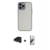 MARSİLYAN™- iPhone 15 Pro Kılıf Ahenk Çizgi Serisi - Siyah Bilvis 3D Mat Cam Ekran Koruyucu + Raze Metal Kamera Lens - LT