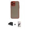 MARSİLYAN™- iPhone 15 Pro Kılıf Ahenk Çizgi Serisi - Siyah Bilvis 3D Mat Cam Ekran Koruyucu + Raze Metal Kamera Lens - LT