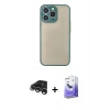 MARSİLYAN™- iPhone 15 Pro Kılıf Ahenk Çizgi Serisi - Siyah Bilvis 5in1 5D Magic Hayalet Cam Ekran Koruyucu + Raze Metal Kamera Lens - GS