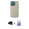 MARSİLYAN™- iPhone 15 Pro Kılıf Ahenk Çizgi Serisi - Siyah Bilvis 5in1 5D Magic Hayalet Cam Ekran Koruyucu + Raze Metal Kamera Lens - SH