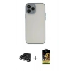 MARSİLYAN™- iPhone 15 Pro Kılıf Ahenk Çizgi Serisi - Siyah Buffer Cam Ekran Koruyucu + Raze Metal Kamera Lens - TMGI