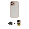 MARSİLYAN™- iPhone 15 Pro Kılıf Ahenk Çizgi Serisi - Siyah Buffer Cam Ekran Koruyucu + Raze Metal Kamera Lens - TMGI