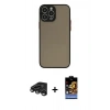 MARSİLYAN™- iPhone 15 Pro Kılıf Ahenk Çizgi Serisi - Siyah Buffer Hayalet Cam Ekran Koruyucu + Raze Metal Kamera Lens - TMGI