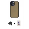 MARSİLYAN™- iPhone 15 Pro Kılıf Ahenk Çizgi Serisi - Siyah Joko 5D Cam + Raze Metal Kamera Lens - TMGI
