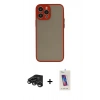 MARSİLYAN™- iPhone 15 Pro Kılıf Ahenk Çizgi Serisi - Siyah Joko 5D Cam + Raze Metal Kamera Lens - TMGI