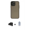 MARSİLYAN™- iPhone 15 Pro Kılıf Ahenk Çizgi Serisi - Siyah Joko Magic 5D Cam + Raze Metal Kamera Lens - TMGI