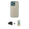 MARSİLYAN™- iPhone 15 Pro Kılıf Ahenk Çizgi Serisi - Siyah Polymer Nano Ekran Koruyucu + Titanyum Gri Raze Metal Kamera Lens