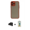 MARSİLYAN™- iPhone 15 Pro Kılıf Ahenk Çizgi Serisi - Siyah Polymer Nano Ekran Koruyucu + Titanyum Gri Raze Metal Kamera Lens
