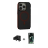 MARSİLYAN™- iPhone 15 Pro Kılıf Ahenk Form Serisi - Siyah 360 Mat Full Body Arka Koruyucu + Raze Metal Kamera Lens - SH