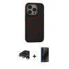 MARSİLYAN™- iPhone 15 Pro Kılıf Ahenk Form Serisi - Siyah 3D Antistatik Hayalet Cam Ekran Koruyucu + Raze Metal Kamera Lens - GS