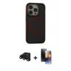 MARSİLYAN™- iPhone 15 Pro Kılıf Ahenk Form Serisi - Siyah 3D Antistatik Mat Seramik Nano Ekran Koruyucu + Raze Metal Kamera Lens - SH