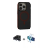 MARSİLYAN™- iPhone 15 Pro Kılıf Ahenk Form Serisi - Siyah 3D Antistatik Seramik Nano Ekran Koruyucu + Raze Metal Kamera Lens - LT