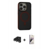 MARSİLYAN™- iPhone 15 Pro Kılıf Ahenk Form Serisi - Siyah Bilvis 3D Mat Cam Ekran Koruyucu + Raze Metal Kamera Lens - TMGI