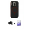 MARSİLYAN™- iPhone 15 Pro Kılıf Ahenk Form Serisi - Siyah Bilvis 5in1 5D Magic Hayalet Cam Ekran Koruyucu + Raze Metal Kamera Lens - SH