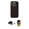 MARSİLYAN™- iPhone 15 Pro Kılıf Ahenk Form Serisi - Siyah Buffer Cam Ekran Koruyucu + Raze Metal Kamera Lens - GS