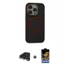 MARSİLYAN™- iPhone 15 Pro Kılıf Ahenk Form Serisi - Siyah Buffer Hayalet Cam Ekran Koruyucu + Raze Metal Kamera Lens - TMGI