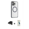 MARSİLYAN™- iPhone 15 Pro Kılıf Ahenk Işık Serisi - Şeffaf Pasifik Cam Ekran Koruyucu + Raze Metal Kamera Lens - GS