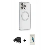 MARSİLYAN™- iPhone 15 Pro Kılıf Ahenk Işık Serisi - Şeffaf Pasifik Cam Ekran Koruyucu + Raze Metal Kamera Lens - TMGI