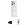 MARSİLYAN™- iPhone 15 Pro Kılıf Ahenk Işık Serisi - Şeffaf Pasifik Cam Ekran Koruyucu + Raze Metal Kamera Lens - TMGI
