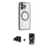 MARSİLYAN™- iPhone 15 Pro Kılıf Ahenk Işık Serisi - Siyah 360 Mat Full Body Arka Koruyucu + Raze Metal Kamera Lens - SH