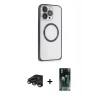 MARSİLYAN™- iPhone 15 Pro Kılıf Ahenk Işık Serisi - Siyah 360 Mat Full Body Arka Koruyucu + Raze Metal Kamera Lens - TMGI