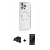 MARSİLYAN™- iPhone 15 Pro Kılıf Ahenk Işık Serisi - Siyah 3D Antistatik Hayalet Cam Ekran Koruyucu + Raze Metal Kamera Lens - LT