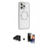 MARSİLYAN™- iPhone 15 Pro Kılıf Ahenk Işık Serisi - Siyah 3D Antistatik Mat Seramik Nano Ekran Koruyucu + Raze Metal Kamera Lens - LT