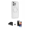 MARSİLYAN™- iPhone 15 Pro Kılıf Ahenk Işık Serisi - Siyah 3D Antistatik Mat Seramik Nano Ekran Koruyucu + Raze Metal Kamera Lens - GS