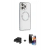 MARSİLYAN™- iPhone 15 Pro Kılıf Ahenk Işık Serisi - Siyah 3D Antistatik Mat Seramik Nano Ekran Koruyucu + Raze Metal Kamera Lens - TMGI