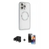 MARSİLYAN™- iPhone 15 Pro Kılıf Ahenk Işık Serisi - Siyah 3D Antistatik Mat Seramik Nano Ekran Koruyucu + Raze Metal Kamera Lens - SH