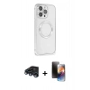 MARSİLYAN™- iPhone 15 Pro Kılıf Ahenk Işık Serisi - Siyah 3D Antistatik Mat Seramik Nano Ekran Koruyucu + Raze Metal Kamera Lens - LT
