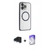 MARSİLYAN™- iPhone 15 Pro Kılıf Ahenk Işık Serisi - Siyah Bilvis 5in1 3D Magic Cam Ekran Koruyucu + Raze Metal Kamera Lens - LT