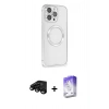 MARSİLYAN™- iPhone 15 Pro Kılıf Ahenk Işık Serisi - Siyah Bilvis 5in1 3D Magic Cam Ekran Koruyucu + Raze Metal Kamera Lens - SH