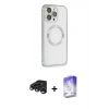 MARSİLYAN™- iPhone 15 Pro Kılıf Ahenk Işık Serisi - Siyah Bilvis 5in1 3D Magic Cam Ekran Koruyucu + Raze Metal Kamera Lens - LT
