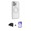 MARSİLYAN™- iPhone 15 Pro Kılıf Ahenk Işık Serisi - Siyah Bilvis 5in1 3D Magic Cam Ekran Koruyucu + Raze Metal Kamera Lens - SH