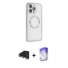 MARSİLYAN™- iPhone 15 Pro Kılıf Ahenk Işık Serisi - Siyah Bilvis 5in1 3D Magic Cam Ekran Koruyucu + Raze Metal Kamera Lens - TMGI