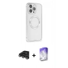 MARSİLYAN™- iPhone 15 Pro Kılıf Ahenk Işık Serisi - Siyah Bilvis 5in1 3D Magic Cam Ekran Koruyucu + Raze Metal Kamera Lens - TMGI