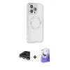 MARSİLYAN™- iPhone 15 Pro Kılıf Ahenk Işık Serisi - Siyah Bilvis 5in1 5D Magic Hayalet Cam Ekran Koruyucu + Raze Metal Kamera Lens - GS