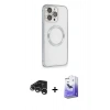 MARSİLYAN™- iPhone 15 Pro Kılıf Ahenk Işık Serisi - Siyah Bilvis 5in1 5D Magic Hayalet Cam Ekran Koruyucu + Raze Metal Kamera Lens - GS