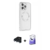 MARSİLYAN™- iPhone 15 Pro Kılıf Ahenk Işık Serisi - Siyah Bilvis 5in1 5D Magic Hayalet Cam Ekran Koruyucu + Raze Metal Kamera Lens - LT