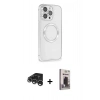 MARSİLYAN™- iPhone 15 Pro Kılıf Ahenk Işık Serisi - Siyah Bilvis Hayalet Cam Ekran Koruyucu + Raze Metal Kamera Lens - GS