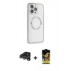 MARSİLYAN™- iPhone 15 Pro Kılıf Ahenk Işık Serisi - Siyah Buffer Cam Ekran Koruyucu + Raze Metal Kamera Lens - GS