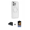 MARSİLYAN™- iPhone 15 Pro Kılıf Ahenk Işık Serisi - Siyah Buffer Hayalet Cam Ekran Koruyucu + Raze Metal Kamera Lens - LT