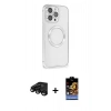 MARSİLYAN™- iPhone 15 Pro Kılıf Ahenk Işık Serisi - Siyah Buffer Hayalet Cam Ekran Koruyucu + Raze Metal Kamera Lens - SH