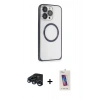 MARSİLYAN™- iPhone 15 Pro Kılıf Ahenk Işık Serisi - Siyah Joko 5D Cam + Raze Metal Kamera Lens - LT